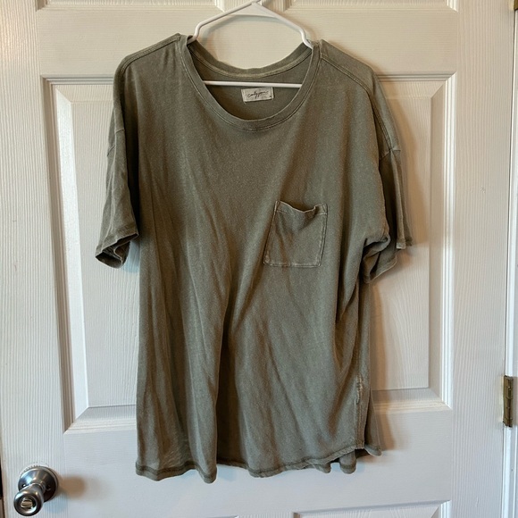 Carly Jean Los Angeles Tops - Green Linen CJLA Shirt